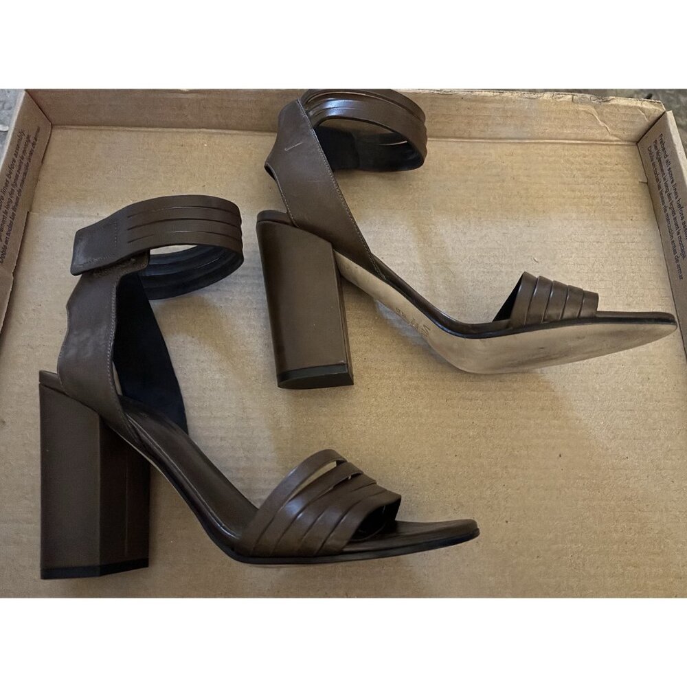 Vince Genna Leather Double Strap Sandals Dark Brown Size 11M High Heels - Picture 4 of 7